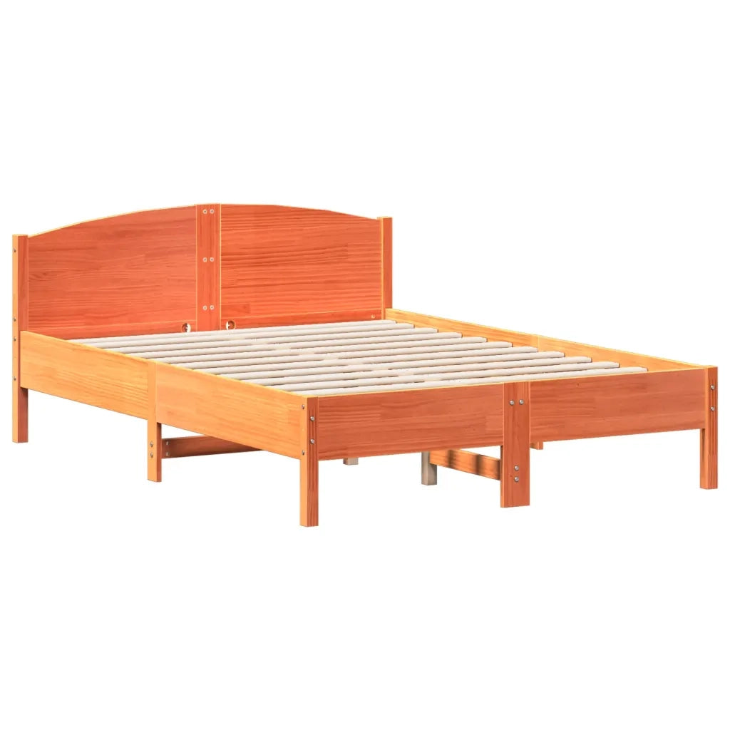 Letto senza Materasso-Struttura Letto Marrone Cera 135x190 cm in Legno di Pino 350670