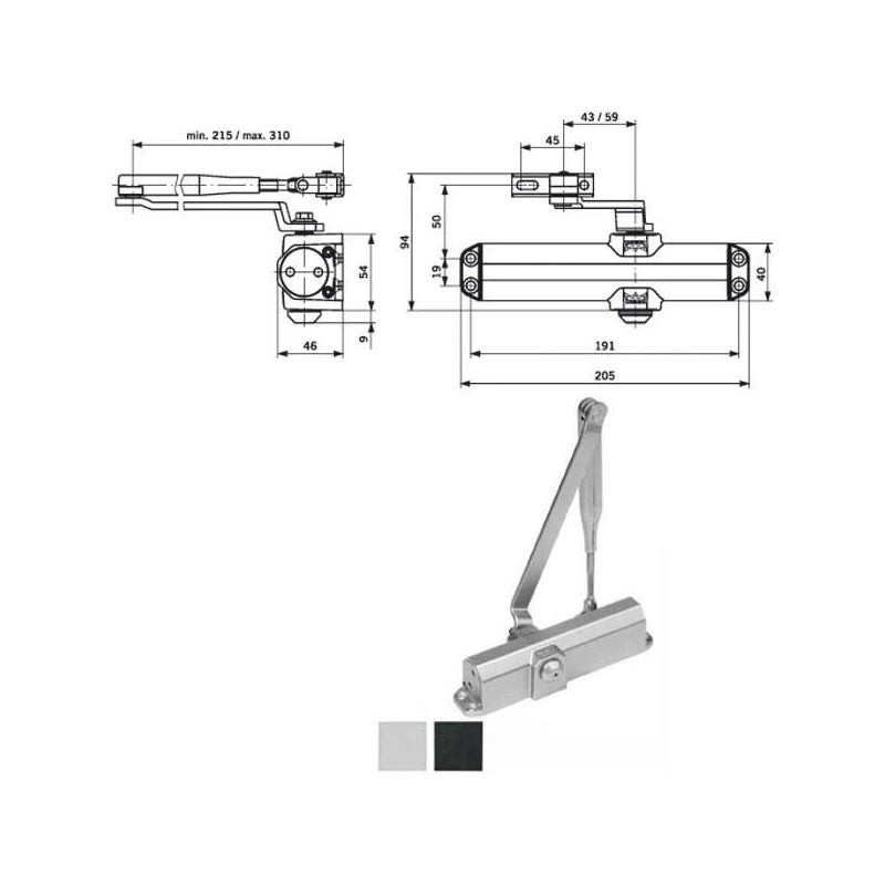 Chiudiporta Aerodinamico Arg. Ts Compakt 101 Dorma
