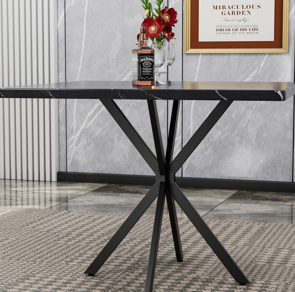 Tavolo da pranzo quadrato nero in MDF e metallo