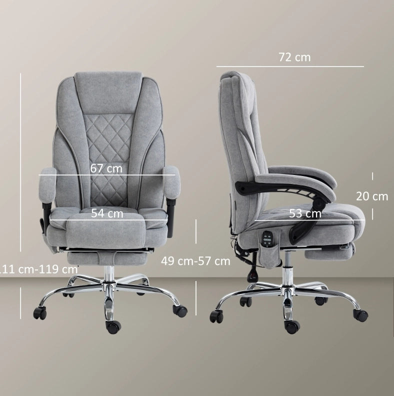 Sedia da ufficio ergonomica con massaggio, calore e poggiapiedi