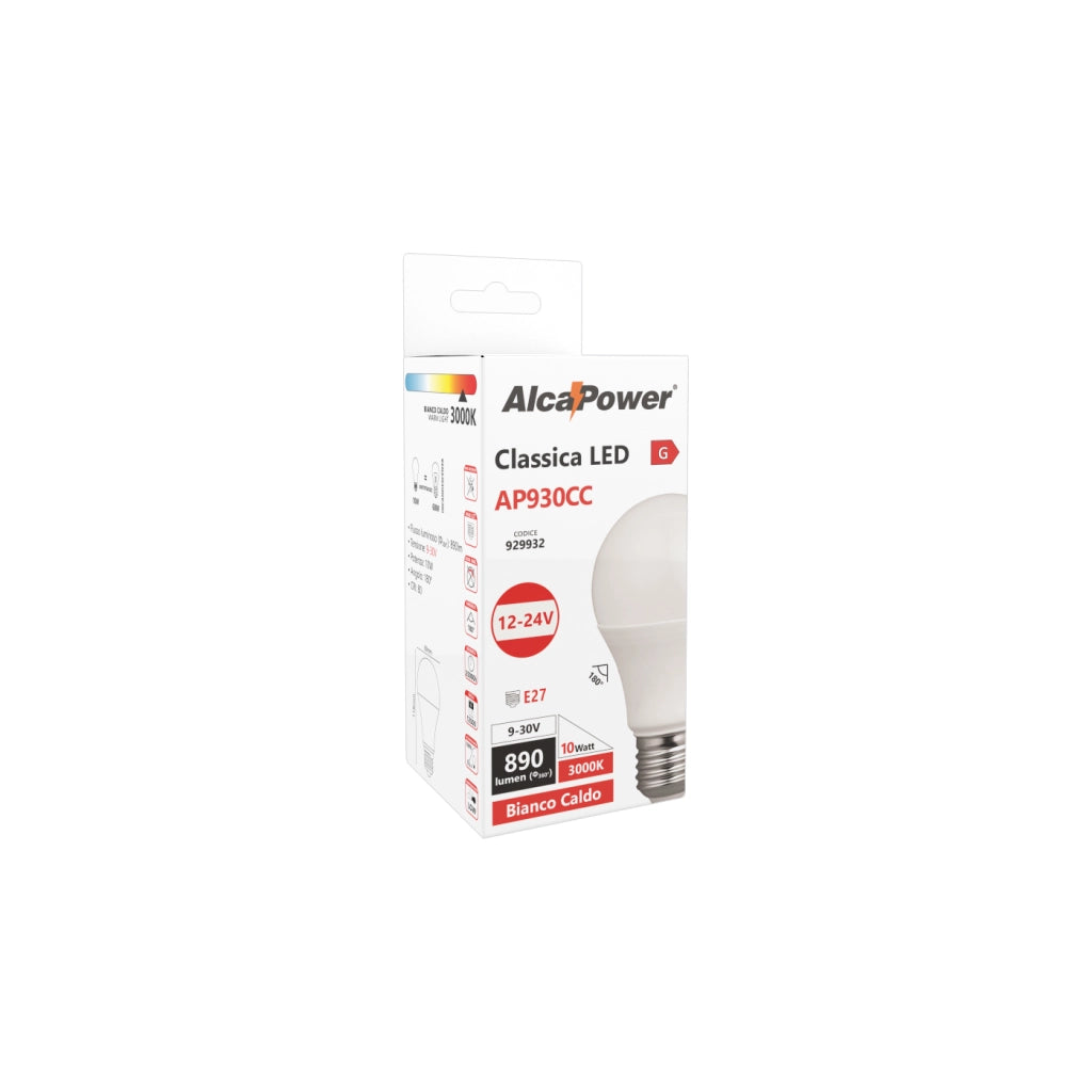 Lampadina classica a led 10W E27 12-24V 3000K