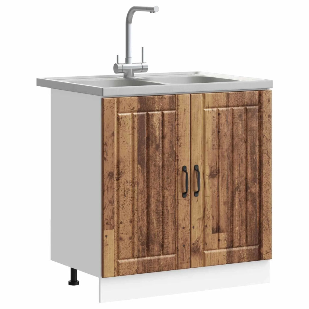 Mobiletto per Lavabo | Armadio Lavabo con porta Lucca 2 pz Legno vecchio