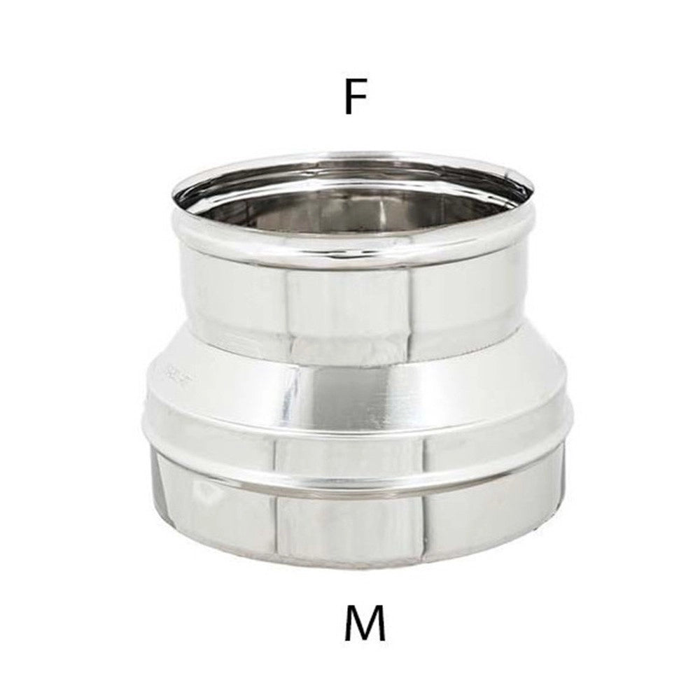 Riduzione inox da m 140 a f variabile spessore 6 decimi aisi 304, diametro 120mm