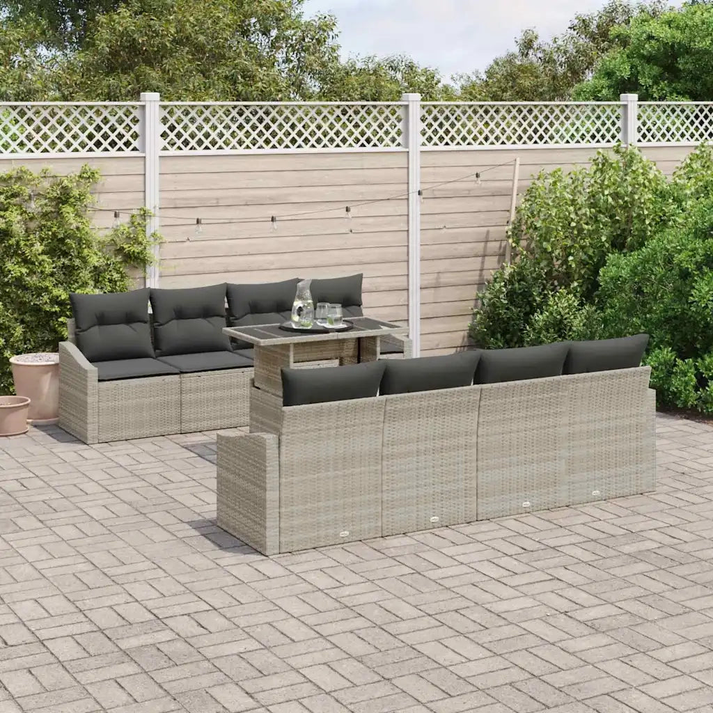 Set Divano da Giardino 9 pcs Grigio chiaro polyrattan 3357705