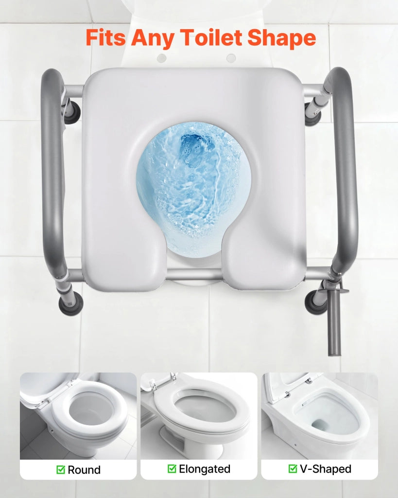 Sedile WC Rialzato Regolabile con Braccioli XZY402 in Alluminio Portata 181 kg Robusto Universale per Bagno Casa