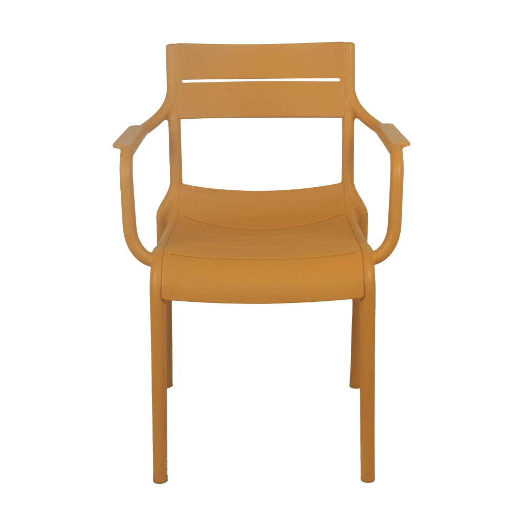Oviala - Set di 4 poltrone da giardino in plastica giallo senape