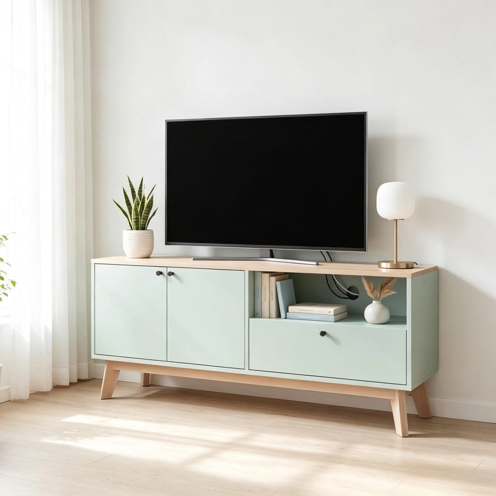 Mobile porta TV 120 cm verde chiaro e rovere