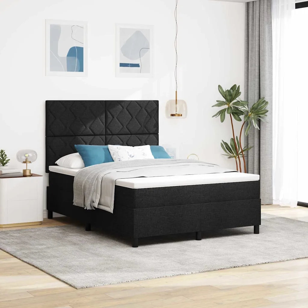 Letto a molle con materasso Nero 160 x 200 cm Tessuto 3339478