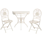 Set da giardino in metallo stile vintage con motivo floreale e struttura in ferro Beige chiaro stile vintage