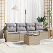 Set Divano da Giardino con cuscino 5 pcs Beige e grigio
