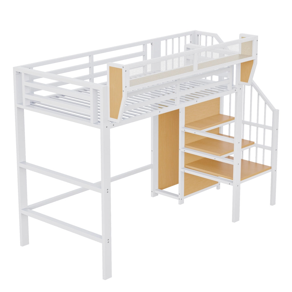 Letto a soppalco ¨C Minimal ¨C Bianco metallo 90x200