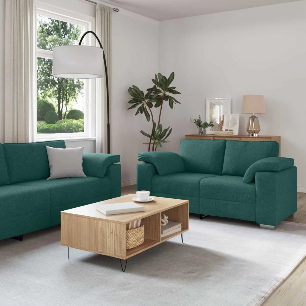 Divano 3 pcs Verde Scuro 219 x 80 x 82 cm Tessuto misto lino 3324663