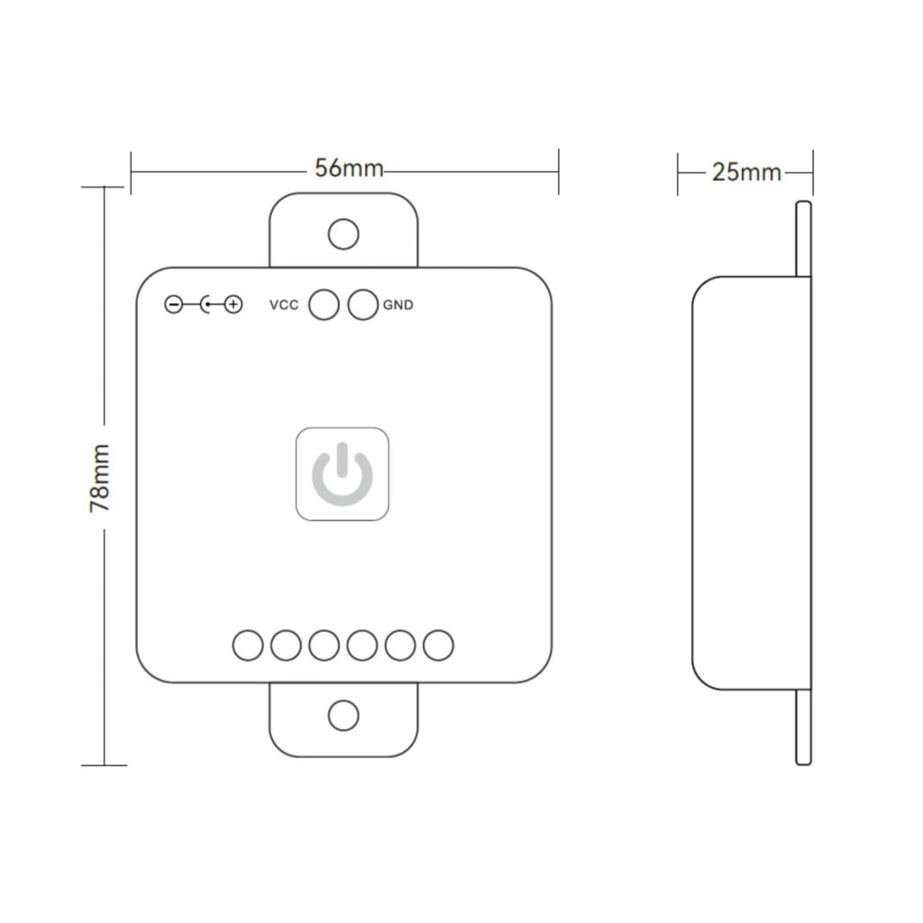 Led Dimmer WIFI RF 2.4G, App TUYA, Smart Life Max 12A DC 12V 24V, 56X56X20mm