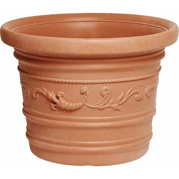 Vaso Tondo Festonato Ø 60 Cm in Resina colore Terracotta Doppio Bordo