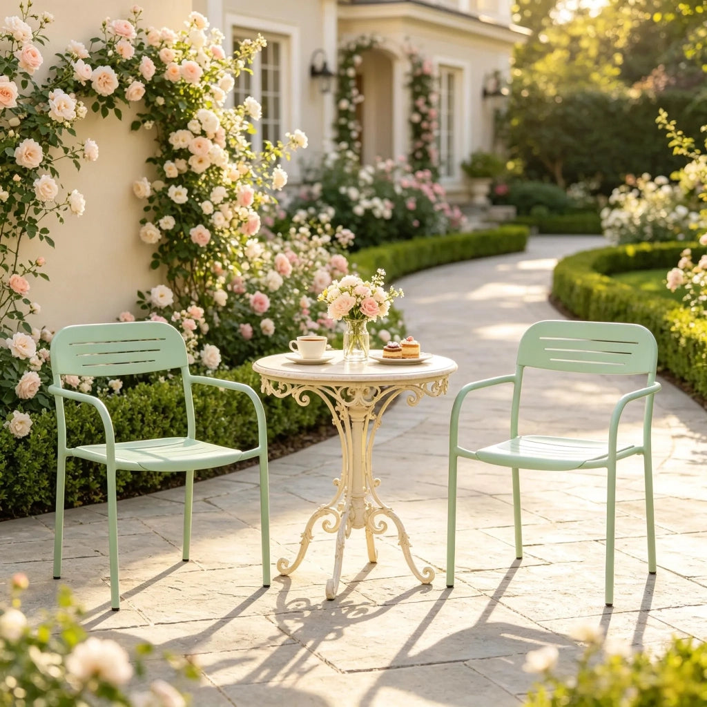 Set 2 sedie da giardino moderne, design compatto, impilabili