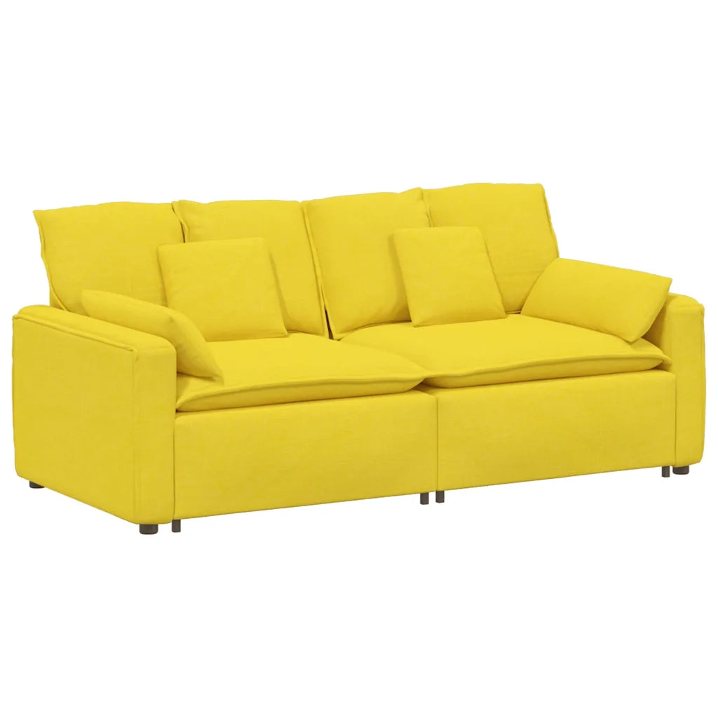 Divano Modulare con Cuscini Giallo Chiaro 3321125