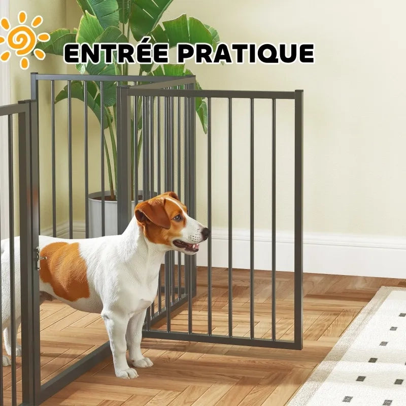 Recinto per cani portatile e pieghevole, 5 pannelli, sicuro, nero