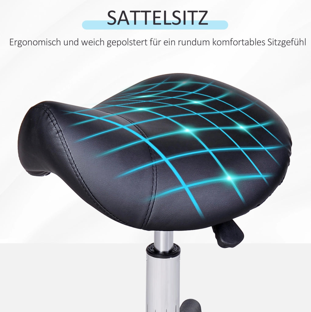 Sgabello ergonomico girevole con ruote nero