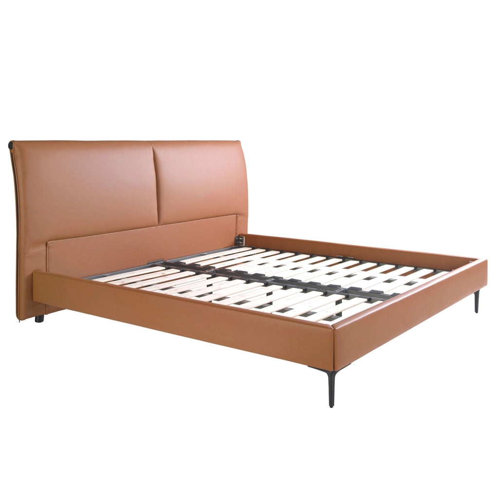 Letto in similpelle marrone