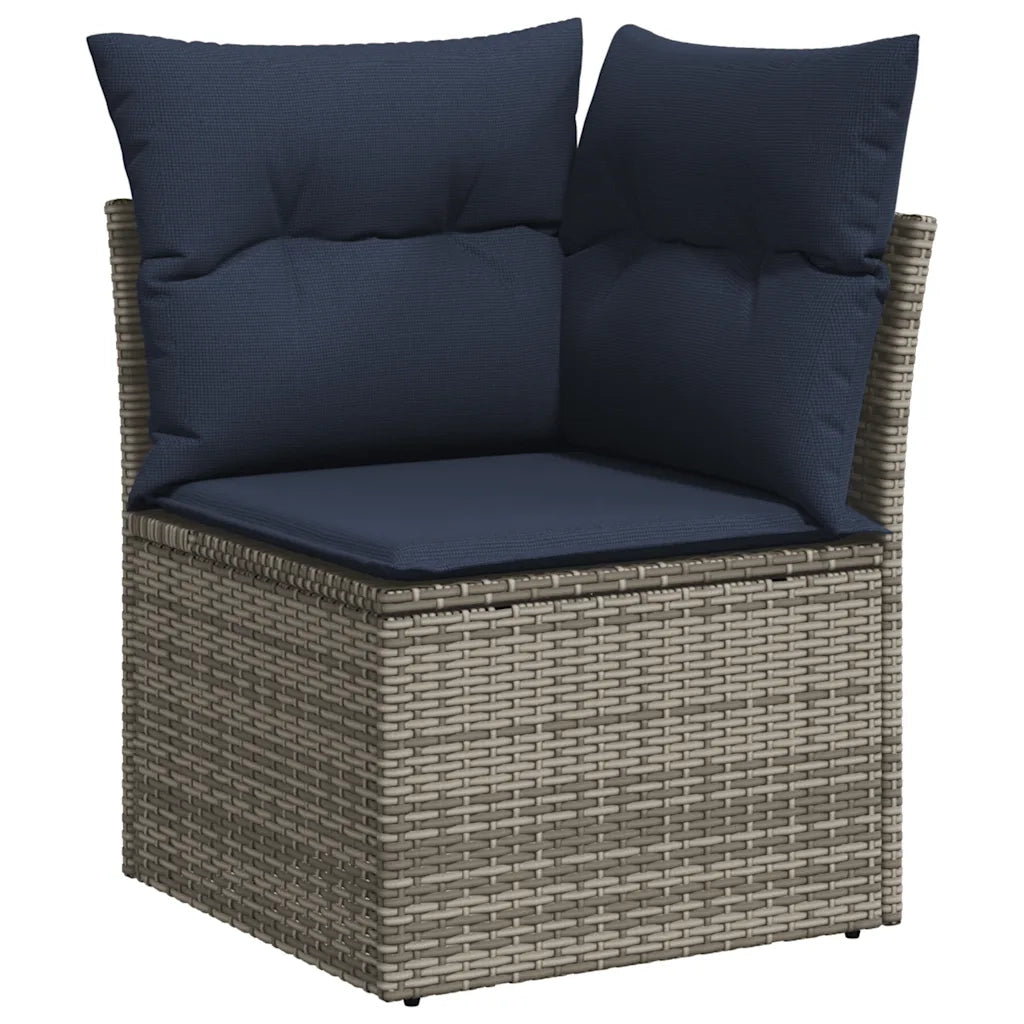 Set Divani da Giardino 9 pz con Cuscini Grigio in Polyrattan 3227734