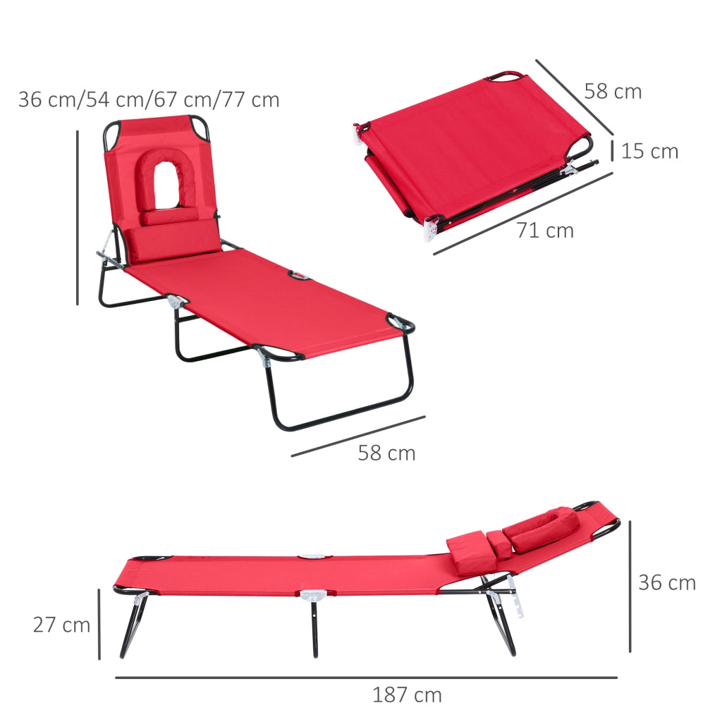 Chaise Longue Pieghevole con Cuscini ¨C Zephmum ¨C Rosso
