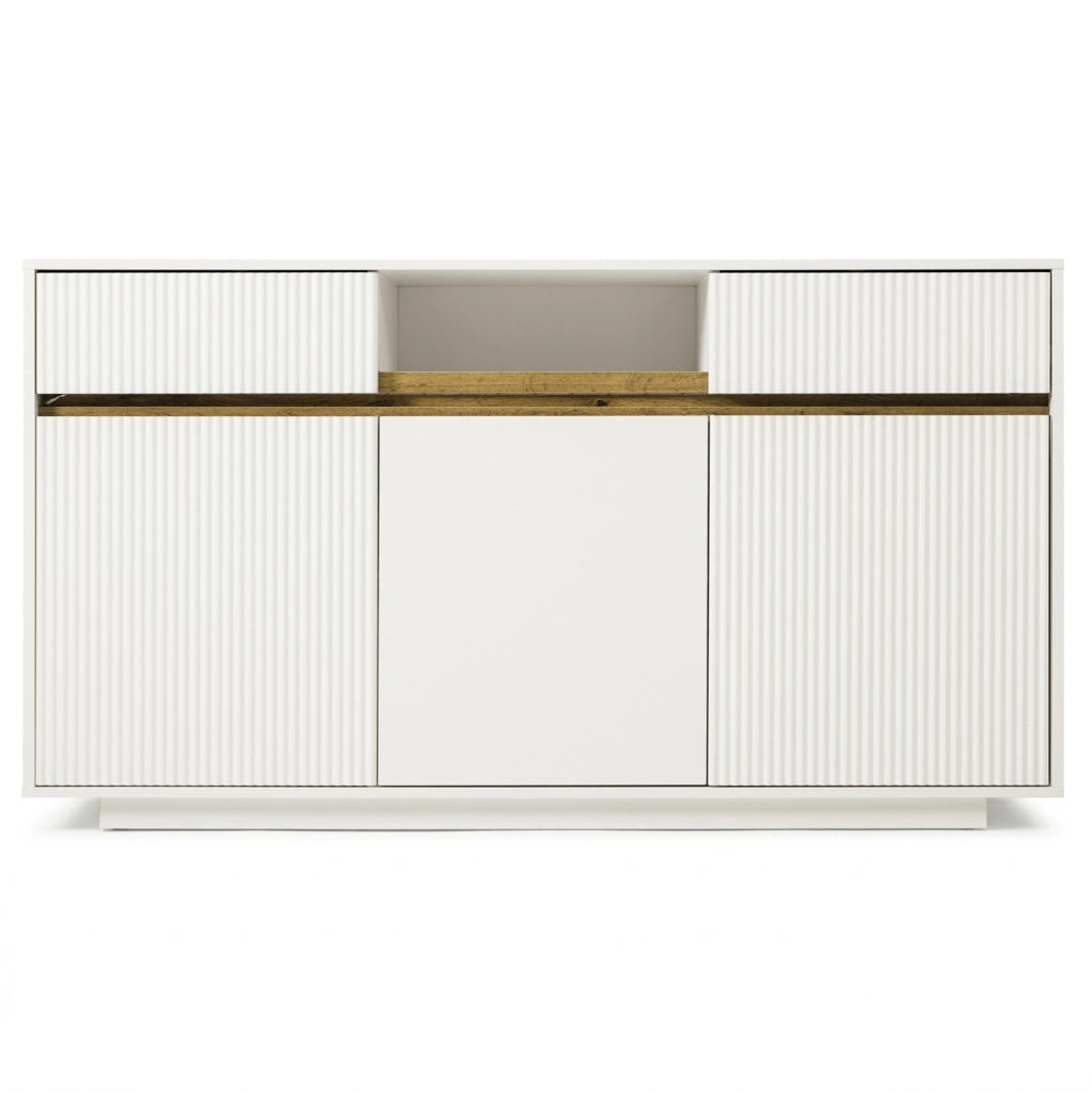 Madia 140x40x85 cm bianca con LED e 2 cassetti HAVRYA