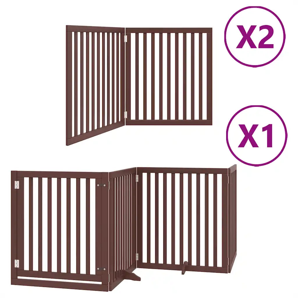 Cancello Cani Porta Pieghevole Marrone 8 Pannelli 640cm Pioppo CFW5607014