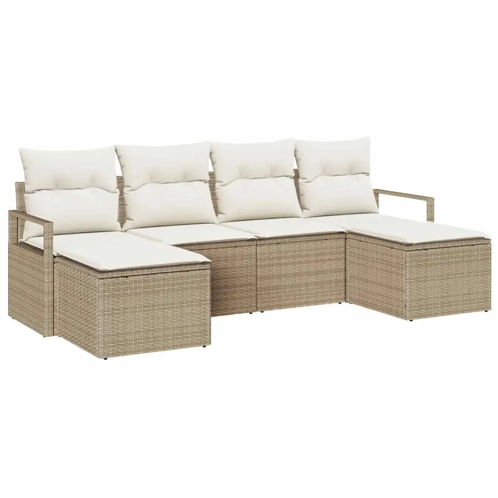 Set di divani con cuscino 6 pcs Beige e Crema polyrattan