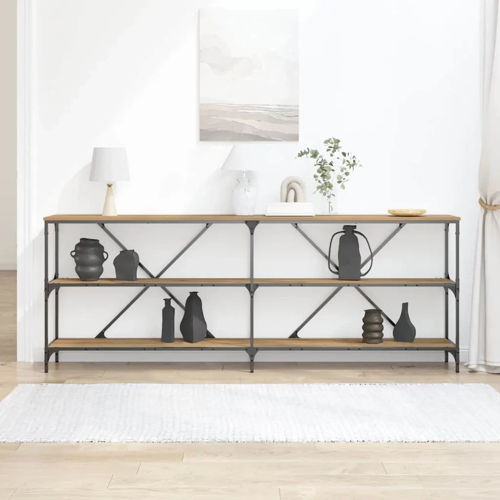 Table console Chêne artisan 200 x 30 x 75 cm Bois d'ingénierie