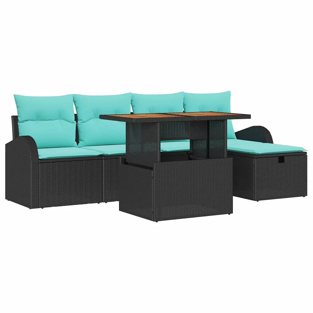 Set Divano da Giardino 6 pcs Nero polyrattan 3361298