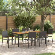 Set da Pranzo per Giardino 7 pcs Nero polyrattan