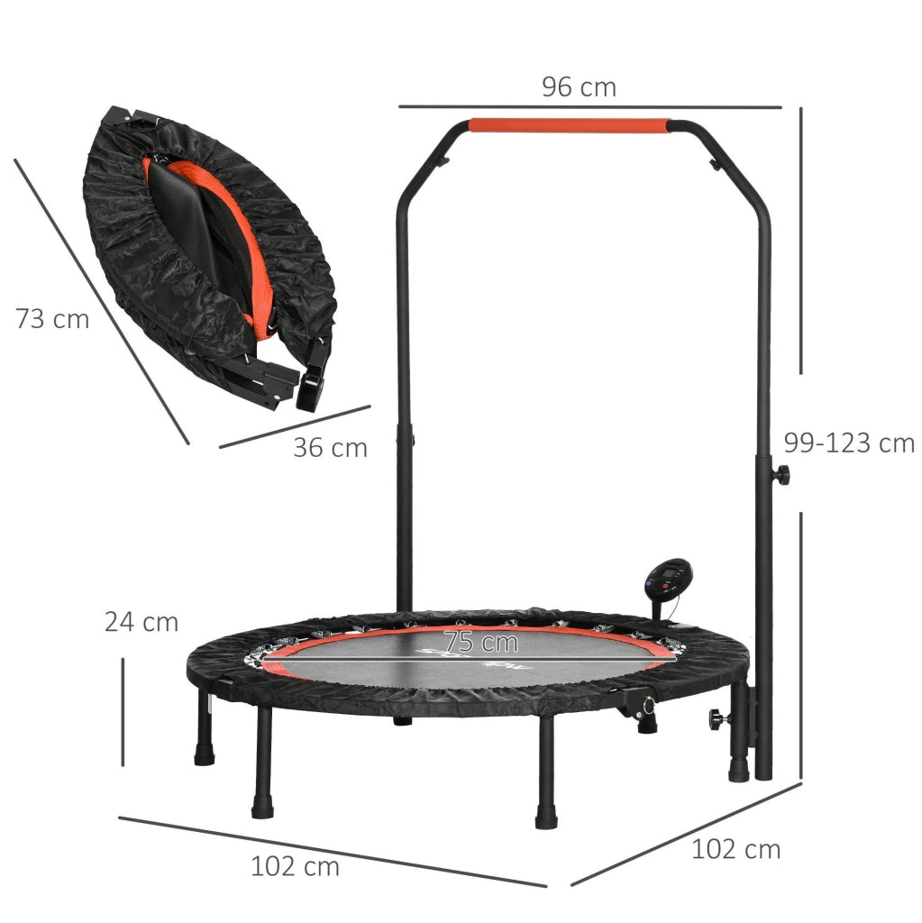 Mini trampolino fitness 102 cm nero; telaio in acciaio con monitor LCD