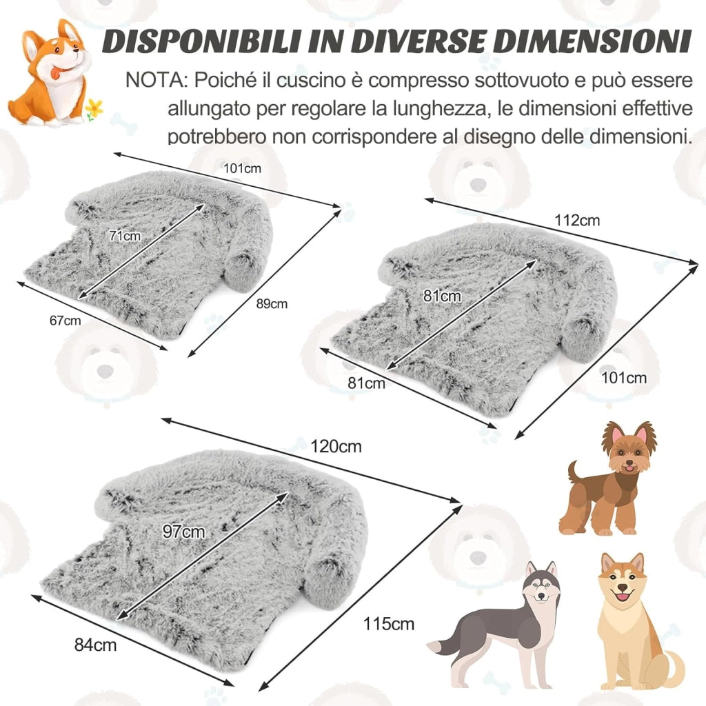 Cuccia per Cani in Peluche, Tappettini da Letto per Cani con Fondo Antiscivolo, Copertura Rimovibile e Lavabile, Cuscino Morbido (M, bianco)