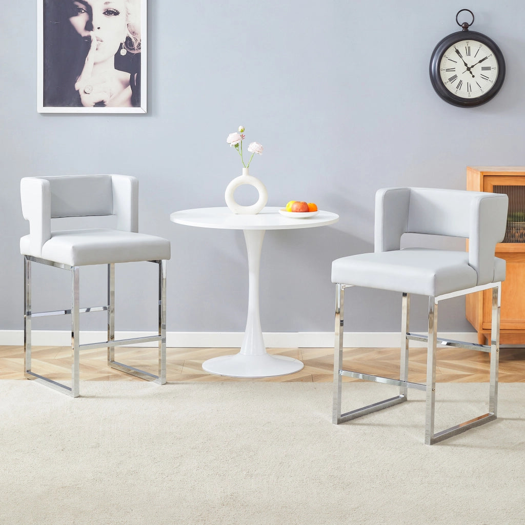 2 Set di sedie Nordic Windbar grigio chiaro - Zephmum- Design quadrato moderno, gambe in metallo argentato, comodo e leggero