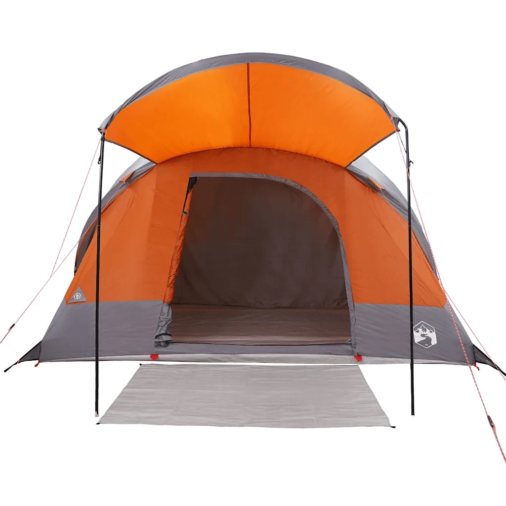 Tenda Familiare a Tunnel 8 Persone-Tenda da campeggio Grigia Arancione Impermeabile 190563