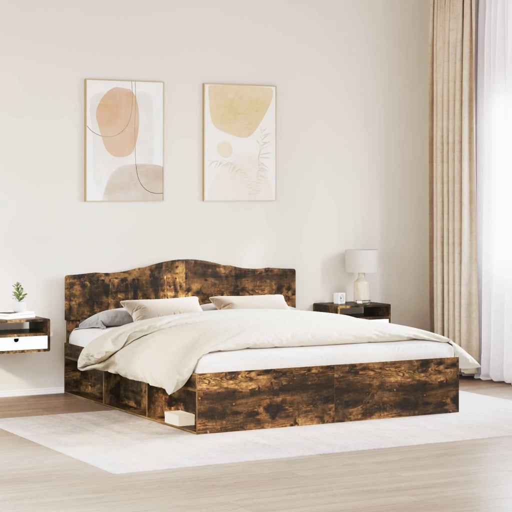 Letto matrimoniale | Letto per adulti | Struttura del letto Rovere fum¨¦ 180 x 200 cm Pino massello