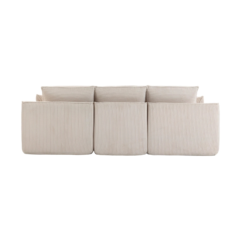 Divano 3 Posti con Poggiapiedi e Cuscini in Tessuto ¨C MINIMAL ¨C Beige