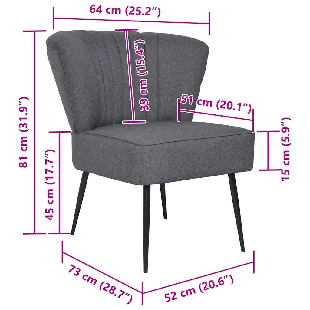 Sedia da Cocktail Grigio Scuro in Tessuto 244096
