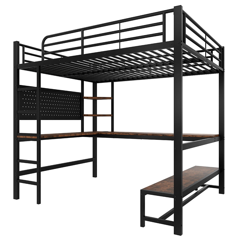 Letto a soppalco - Xylo - 140x200 cm USB LED nero