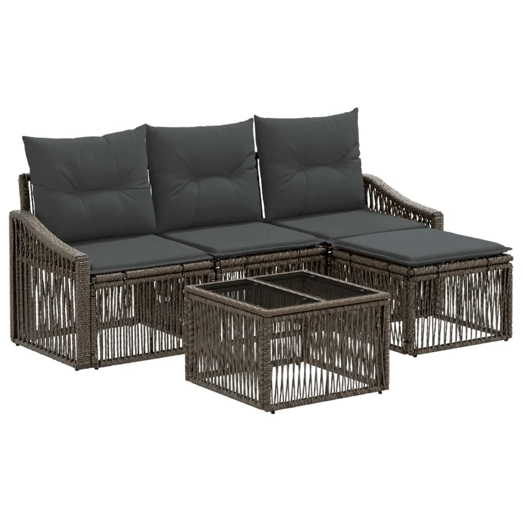 Set Divano da Giardino 5 pz Grigio polyrattan 3435989