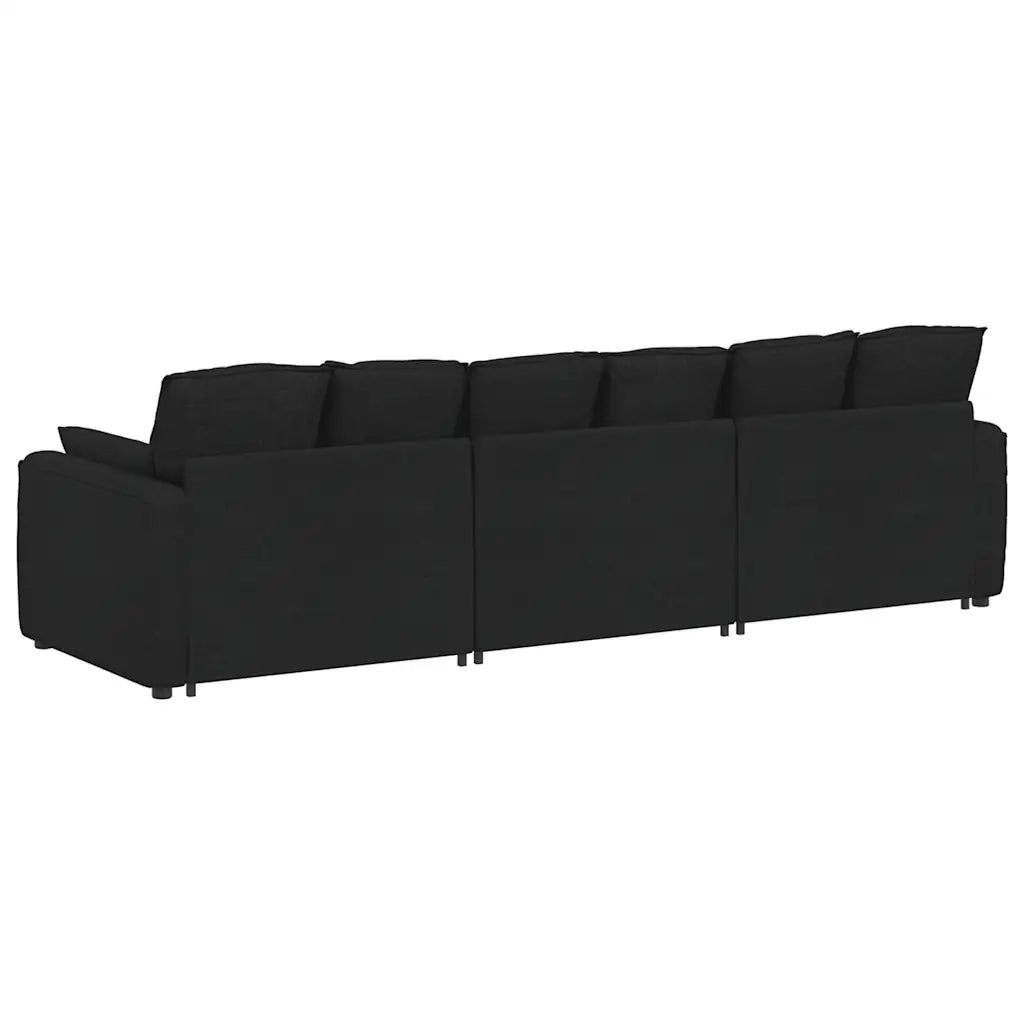 Divano Modulare con Cuscini in Velluto Nero 3321164