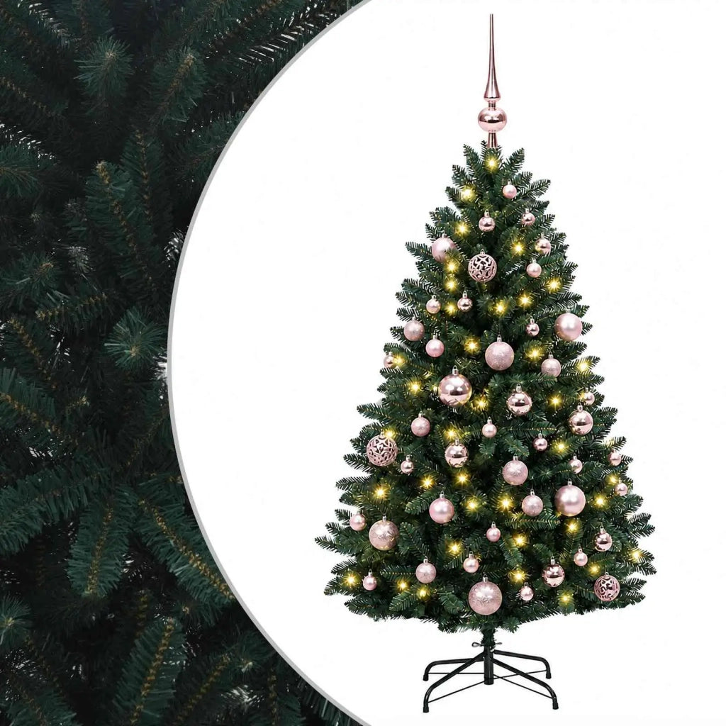 Albero di Natale artificiale verde scuro con palline 120 cm 3465823