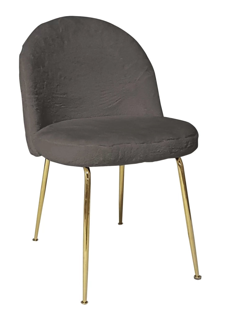 Set 4 sedie in tessuto grigio con gambe in ottone
