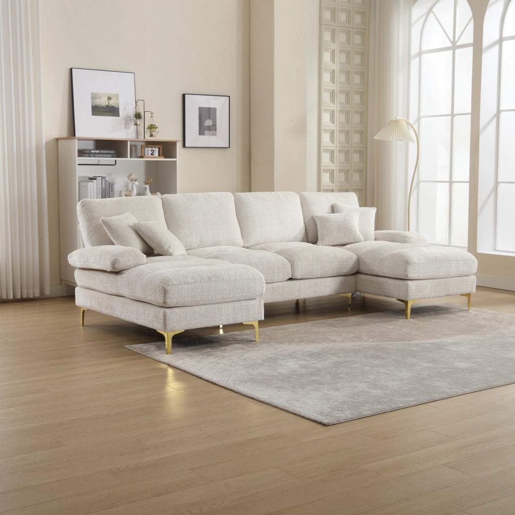 Divano U Angolare Chenille 3 Posti ¨C MINIMAL ¨C Grigio, Tessuto