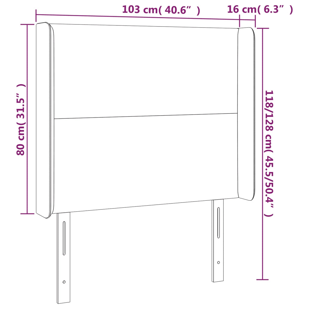 Testiera | Testata a LED rosa 103x16x118/128 cm in Velluto