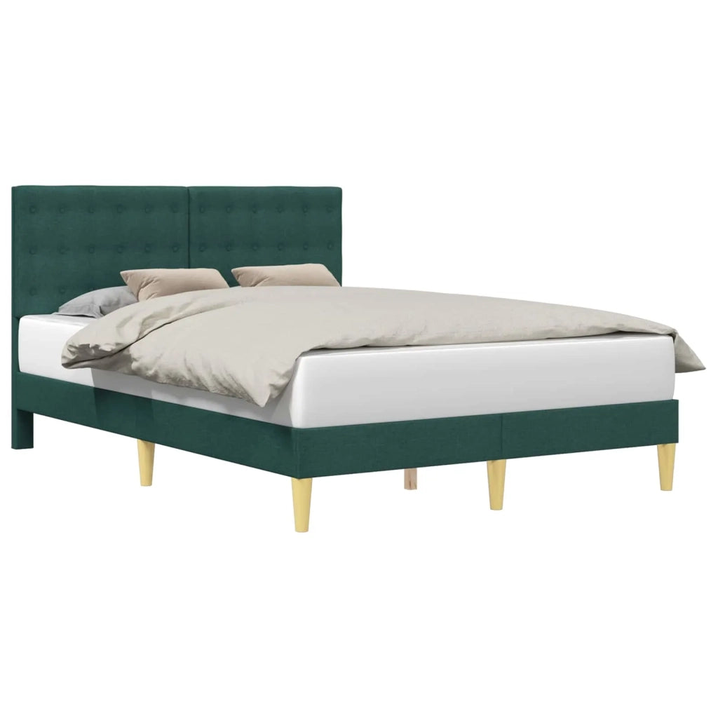 Letto matrimoniale | Letto per adulti | Struttura del letto Verde Scuro 140 x 200 cm Tessuto