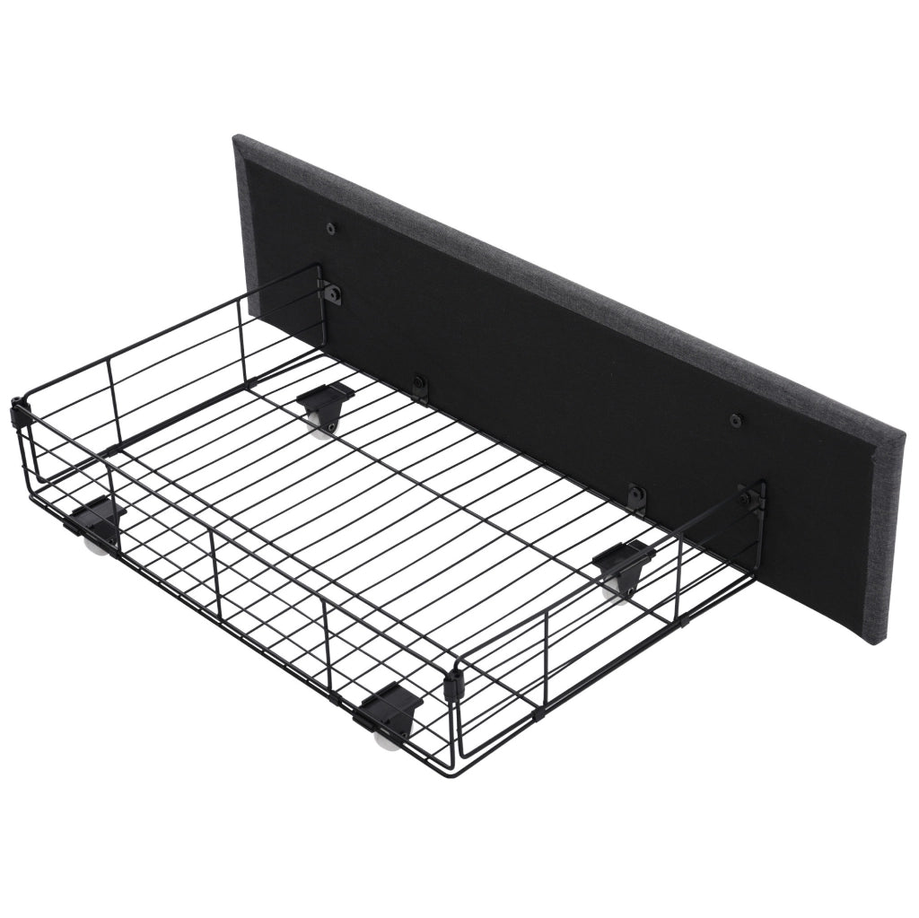 Letto singolo 90x200 cm con USB, USB-C, LED e 2 cassetti in lino grigio