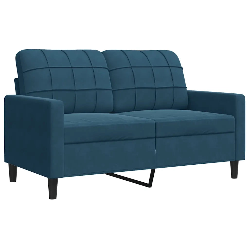 Set di Divani 3 pz con Cuscini e Rinforzi Blu in Velluto