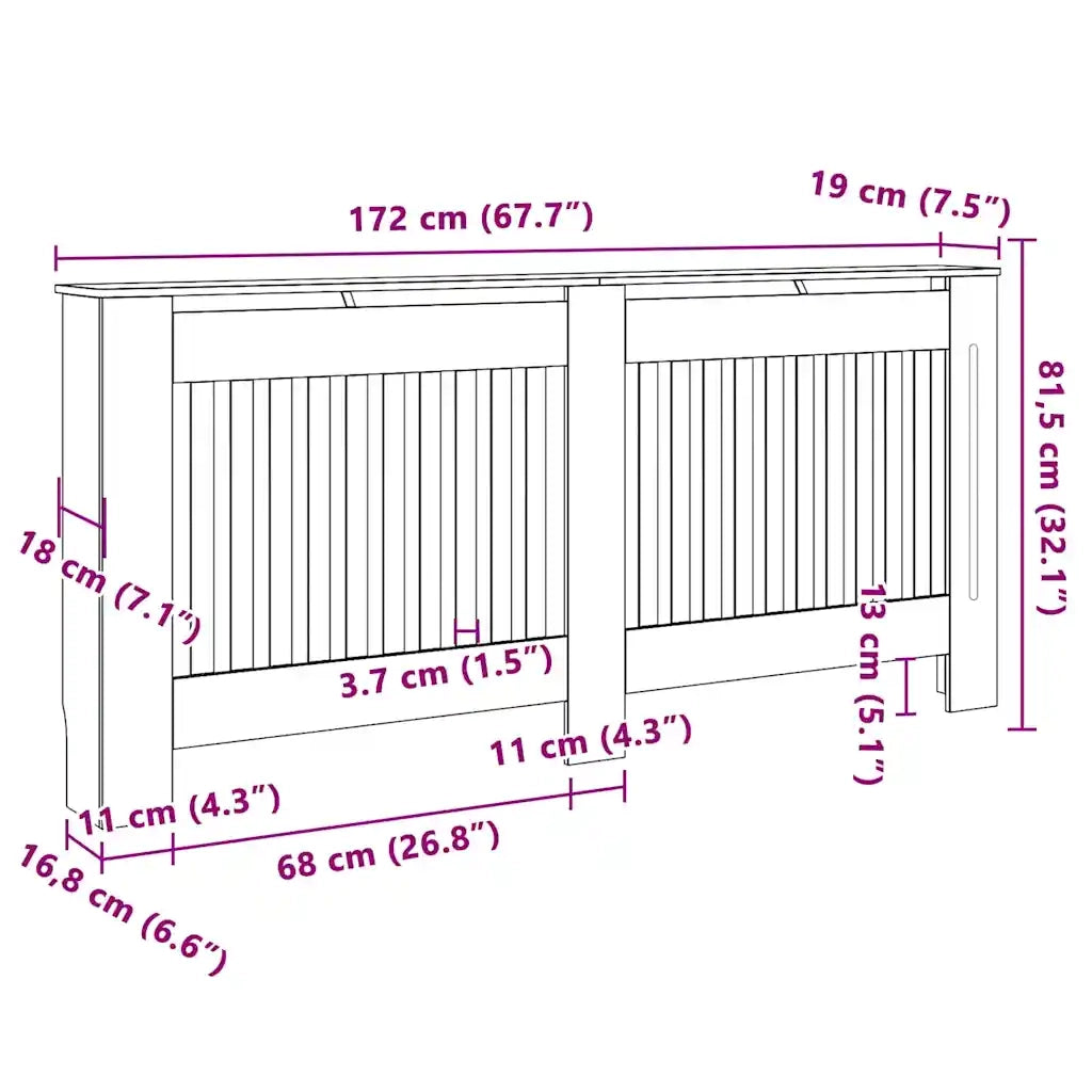 Copertura per radiatori 2 pcs Grigio 172 x 19 x 81,5cm 3403234