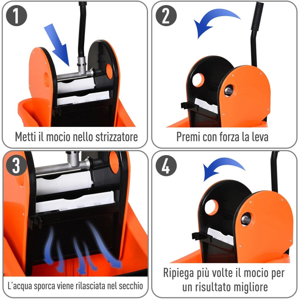Secchio Lavapavimenti Professionale 36L ¨C zephmum ¨C Arancione e Nero